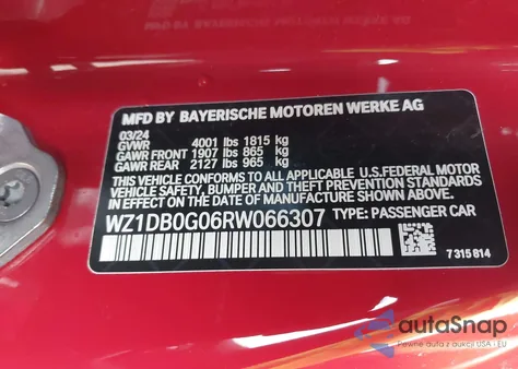 2024 Toyota Gr Supra 3.0 from USA, damaged, VIN WZ1DB0G06RW066307